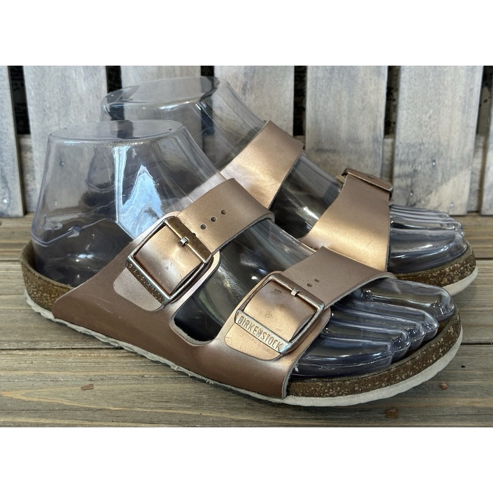 Birkenstock Arizona Sandals Metallic Rose Gold Girls 2.5 Pink Excellent